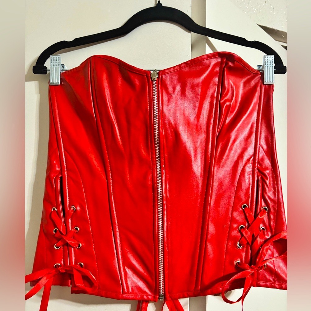 Red pleather top